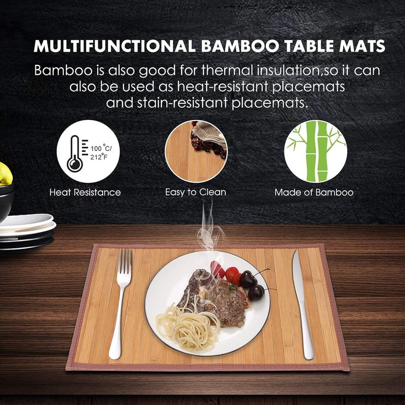 MARSCOOL Placemats Set of 4 for Dining Table, Bamboo Place Mats for Kitchen Table Decor, Table Mats Heat Resistant & Non-Slip for Indoor/Outdoor Party, Table Placemats Set of 4 for Dinner Table Yellow - Image 3